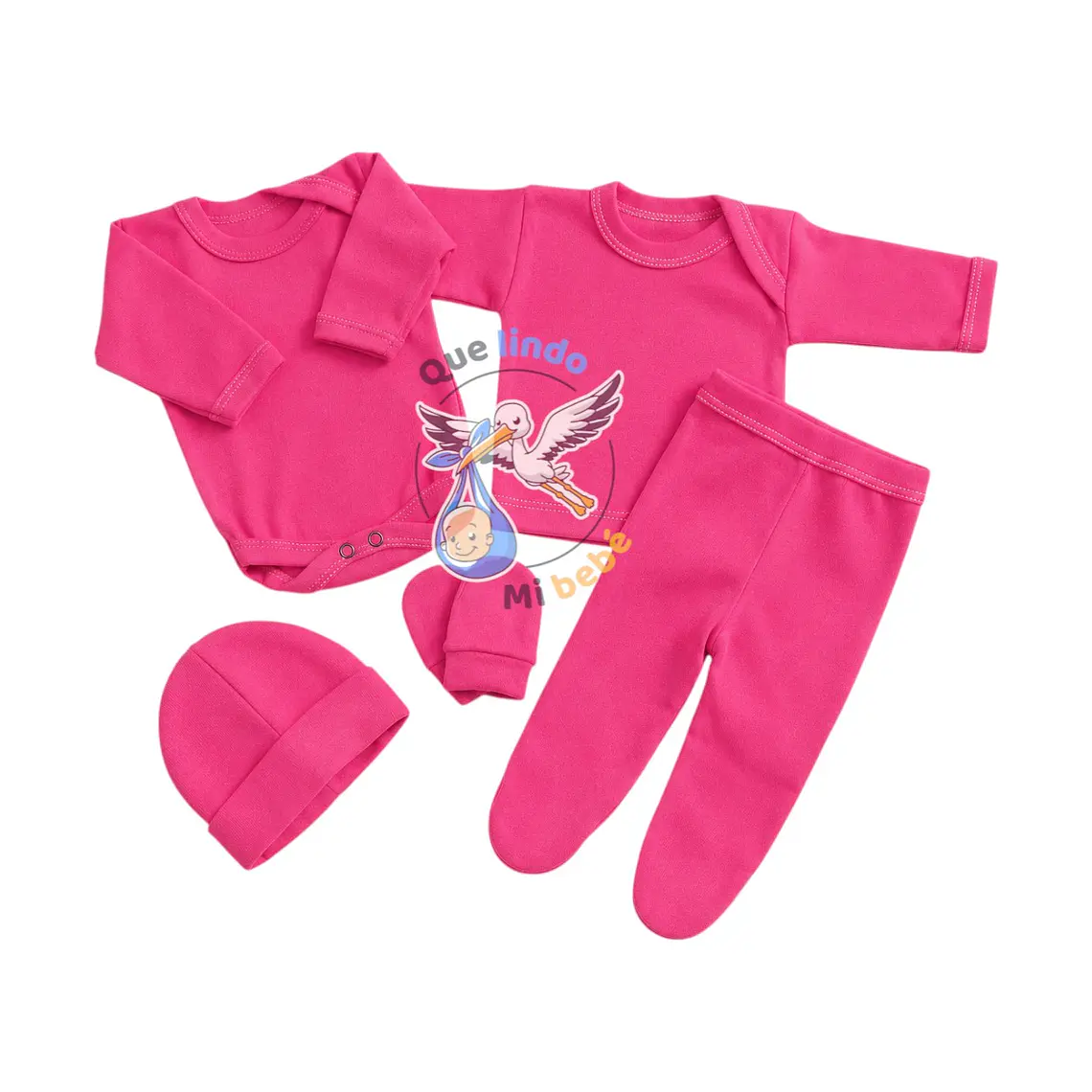 Ajuar 5 Piezas Liso Talla Prematuro Chicle 1
