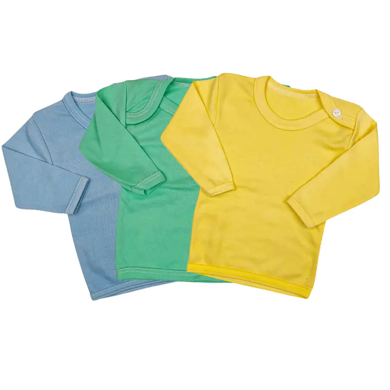 Prendas - Set 3 Camisetas Manga Larga 3/6 Meses Celeste/Amarillo/Verde 1