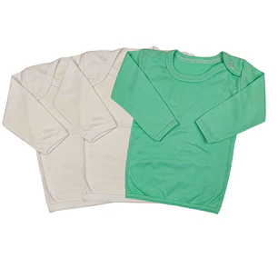 Prendas - Set 3 Camisetas Manga Larga 9/12 Meses Blanco/Blanco/Verde