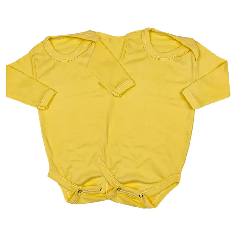 Prendas - Set 2 Bodys Manga Larga 6/9 Meses Amarillos 1