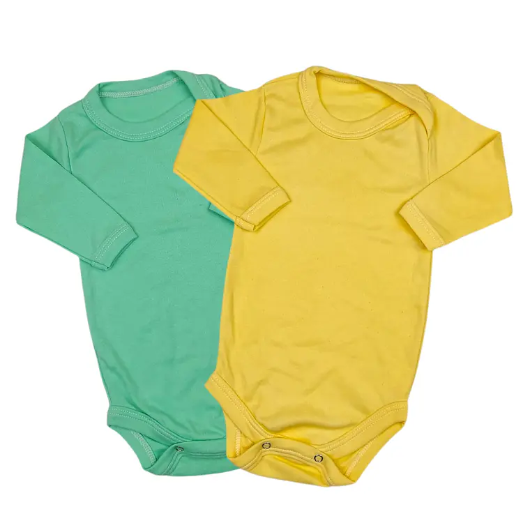 Prendas - Set 2 Bodys Manga Larga 3/6 Meses Amarillo/Verde 1