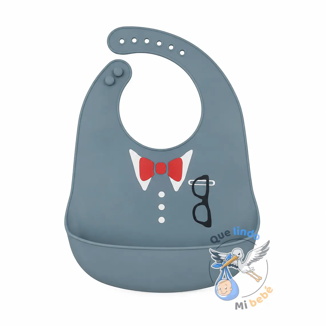 Babero de Silicona Traje Gris 1