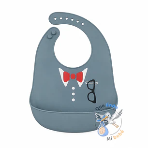Babero de Silicona Traje Gris