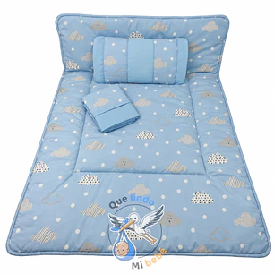 Set Para Cuna Colecho Celeste Nubes