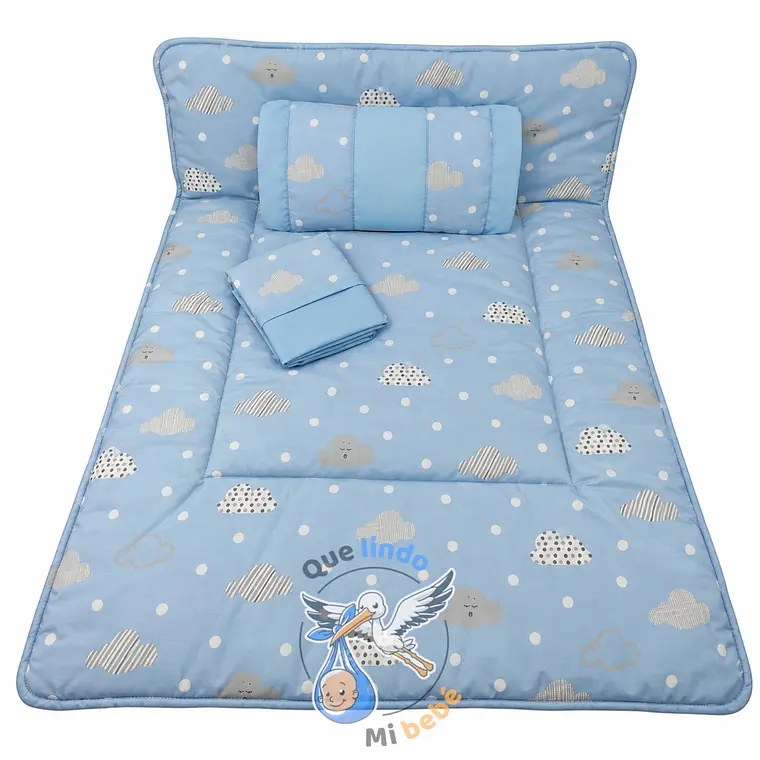 Set Para Cuna Colecho Celeste Nubes 1