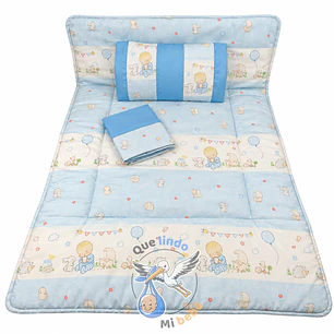 Set Para Cuna Colecho Celeste Bebito Animalitos