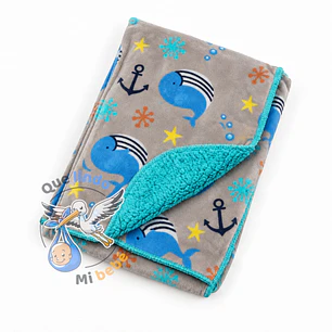 Manta Polar Gris/Turquesa Ballena