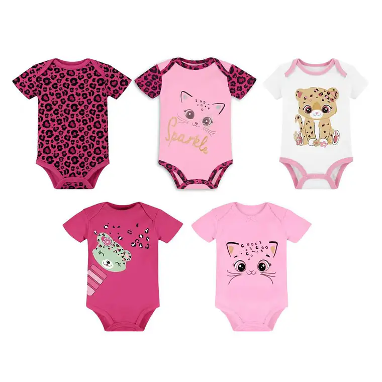 Set 5 Bodys Manga Corta 9/12 Meses Gatita 1