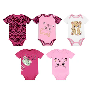 Set 5 Bodys Manga Corta 12/18 Meses Gatita