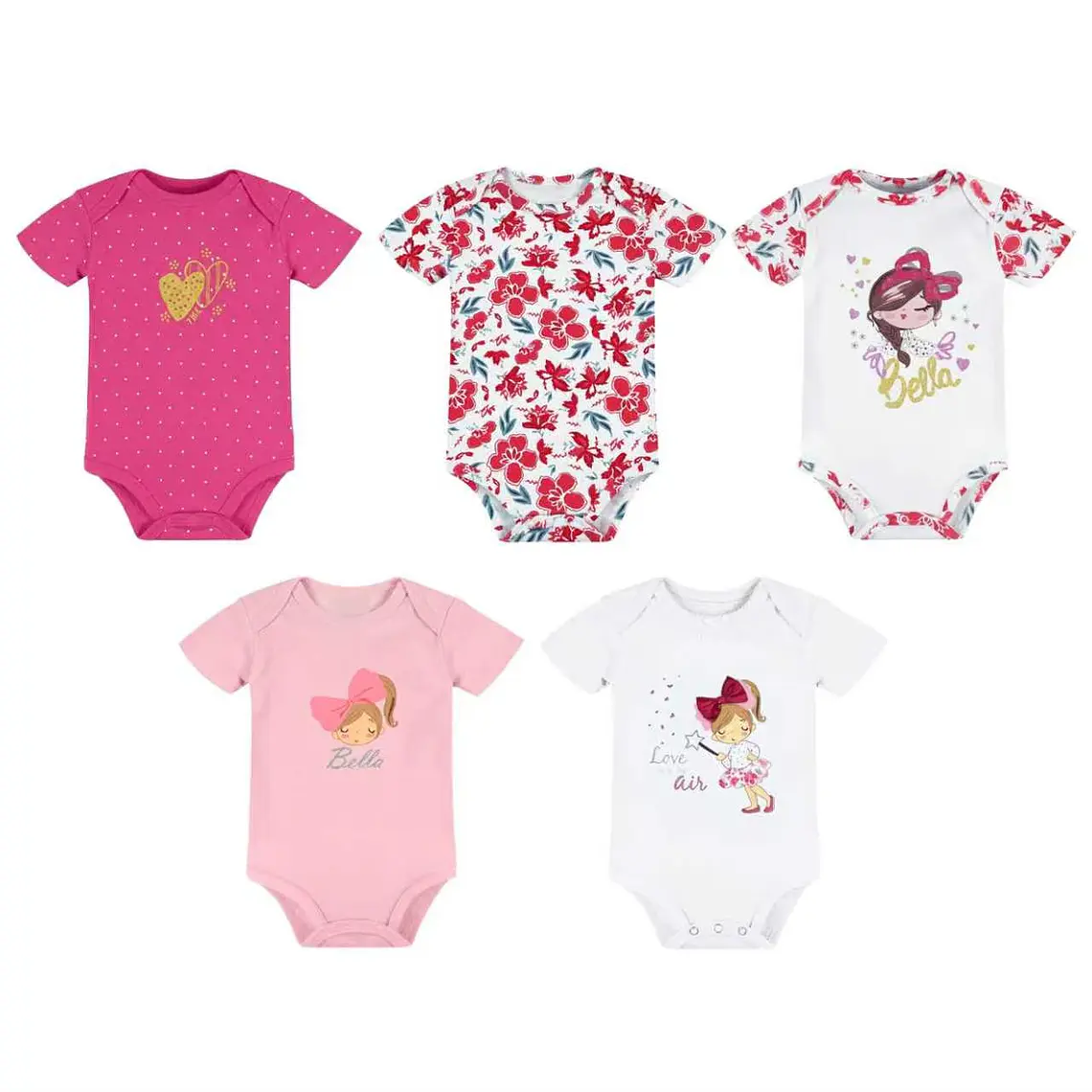 Set 5 Bodys Manga Corta 18/24 Meses Love 1