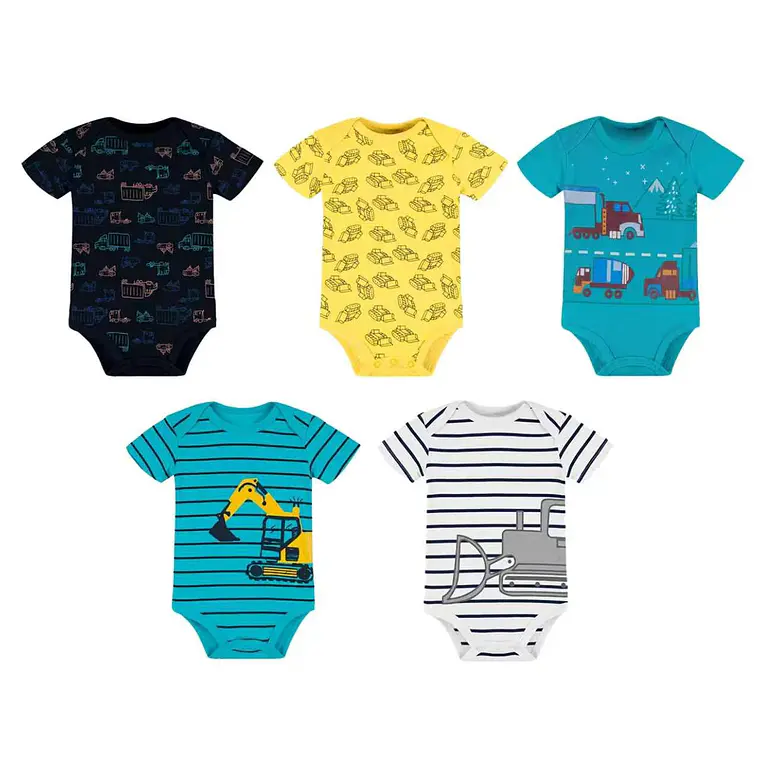 Set 5 Bodys Manga Corta 0/3 Meses Camioncitos 1