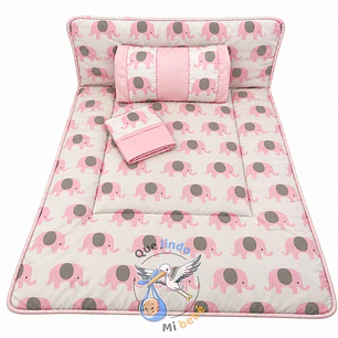 Set Para Cuna Colecho Rosado Elefante