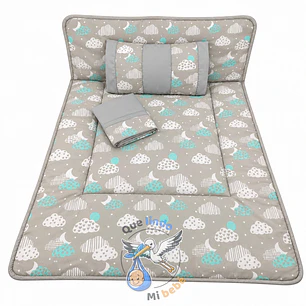 Set Para Cuna Colecho Gris Nubes
