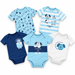 Set 5 Bodys Manga Corta 3/6 Meses Cute Dog