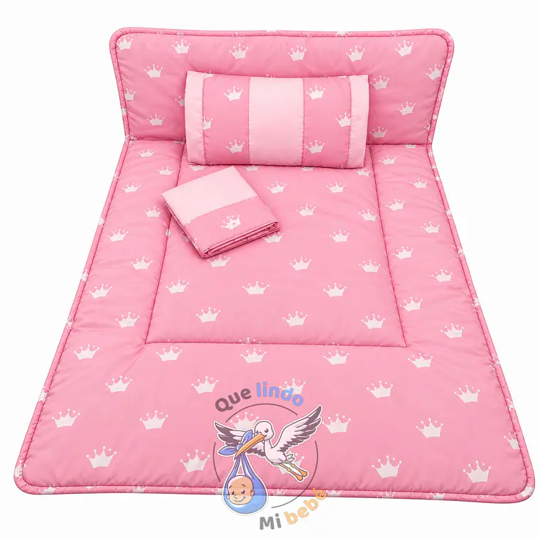 Set Para Cuna Colecho Rosado Corona 1