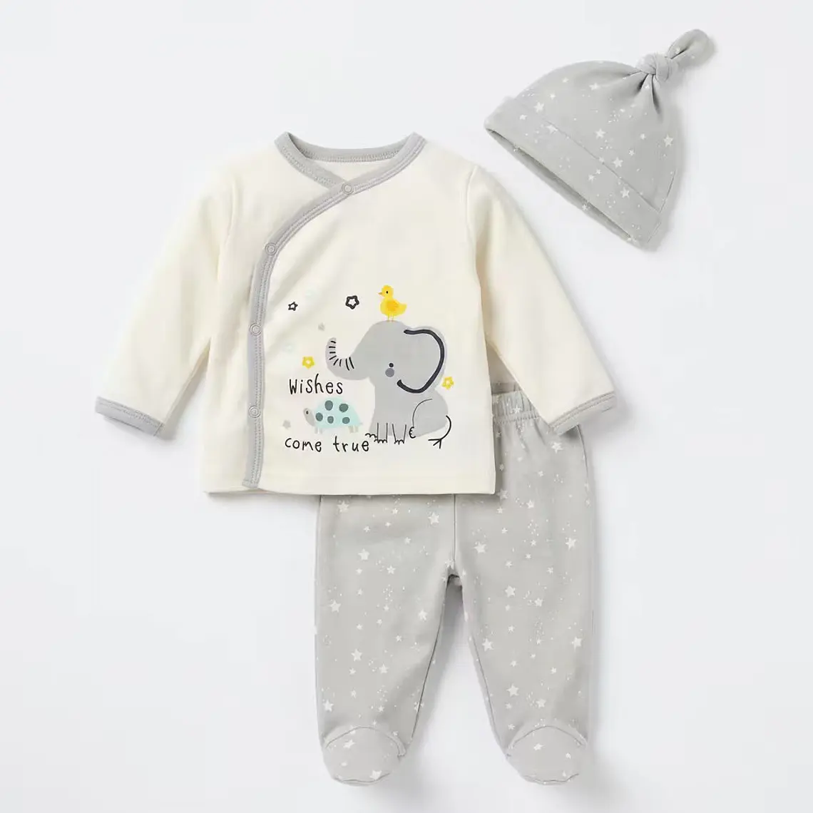 Conjunto 3 piezas 3/6 Meses Elefante Blanco/Gris 1