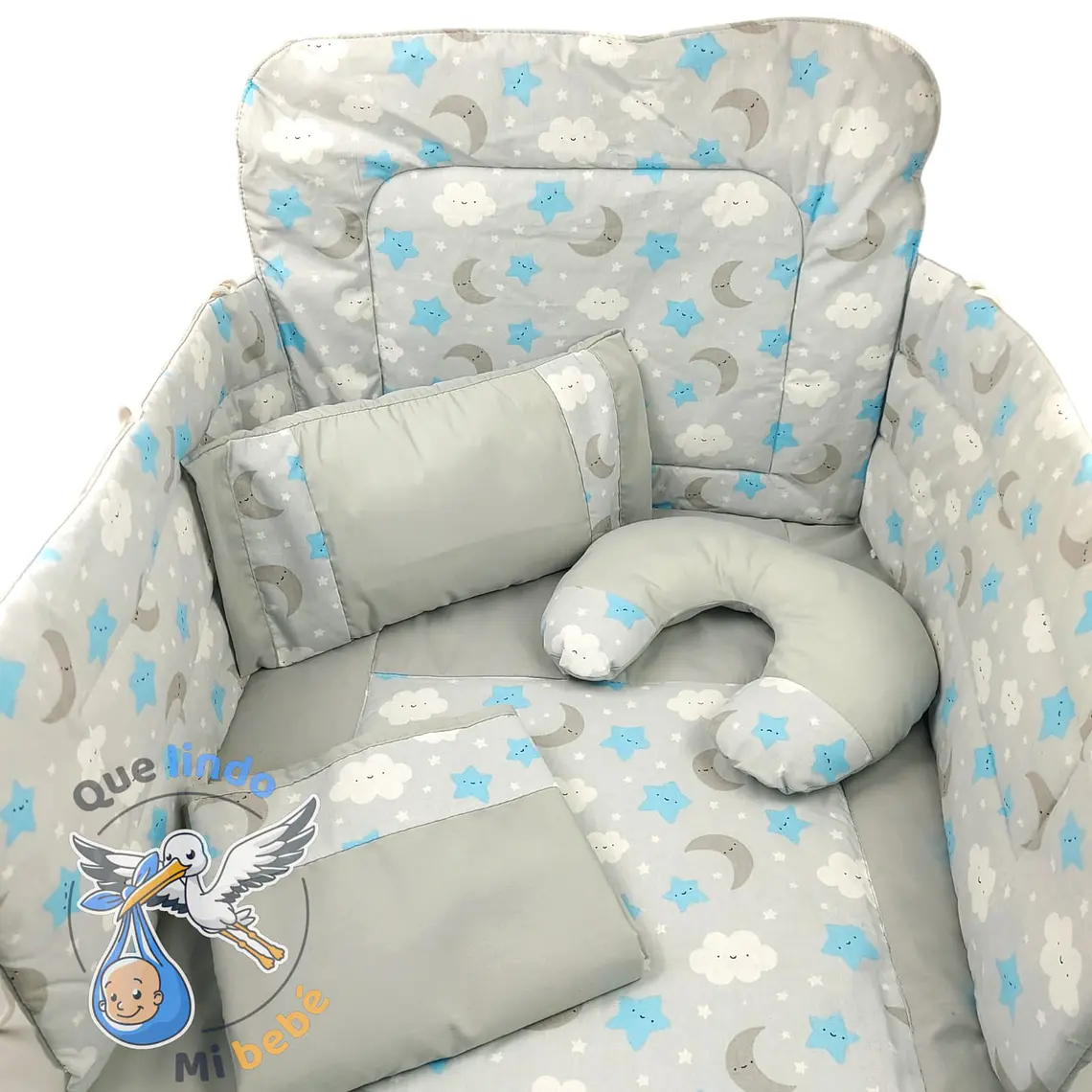 Set Para Cuna Estandar Cielito Gris/Celeste 1