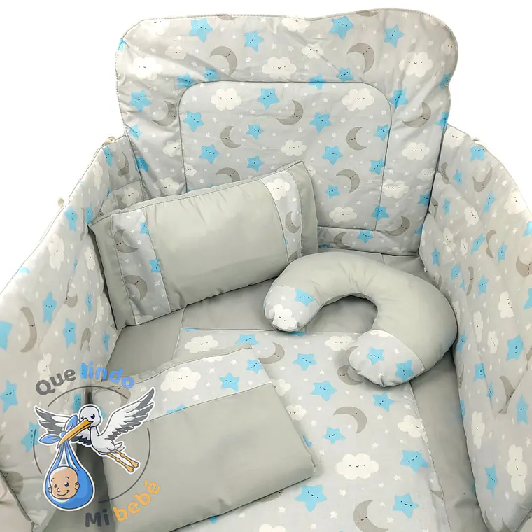 Set Para Cuna Estandar Cielito Gris/Celeste 1