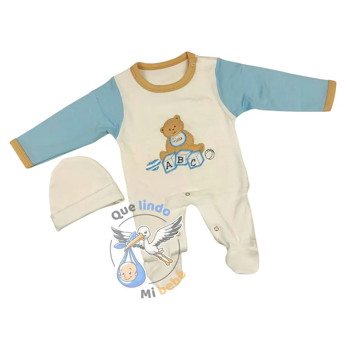 Osito Algodón Prematuro Bear Blanco/Celeste 1