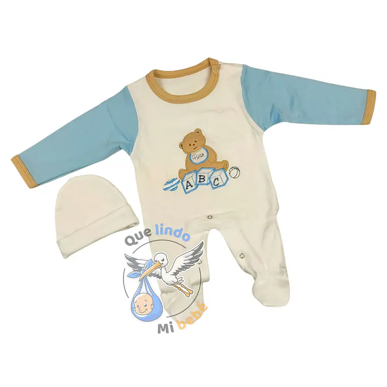 Osito Algodón Prematuro Bear Blanco/Celeste 1