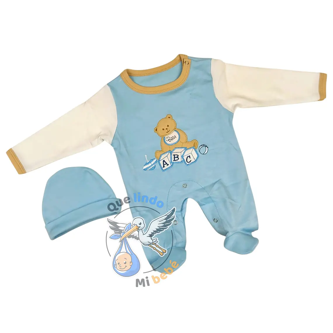 Osito Algodón Prematuro Bear Celeste/Blanco 1