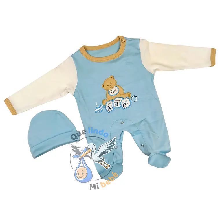 Osito Algodón Prematuro Bear Celeste/Blanco 1
