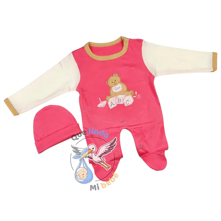 Osito Algodón Prematuro Bear Rosado Fuerte/Blanco 1