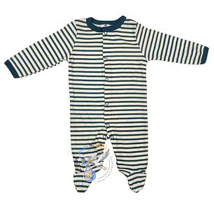 Pijama Algodón 6/9 Meses Blanco/Azul Lineas