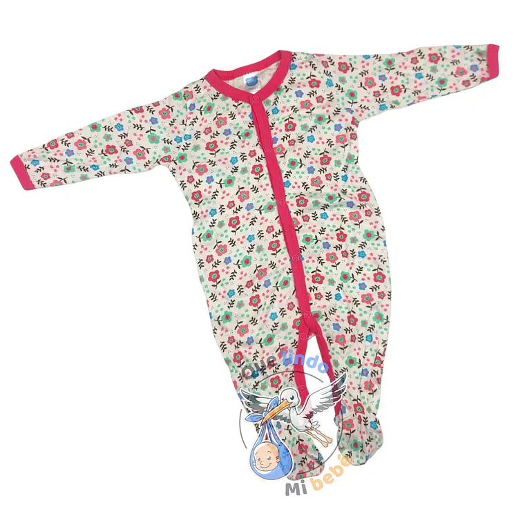 Pijama Algodón 0/3 Meses Fucsia Florcitas 1