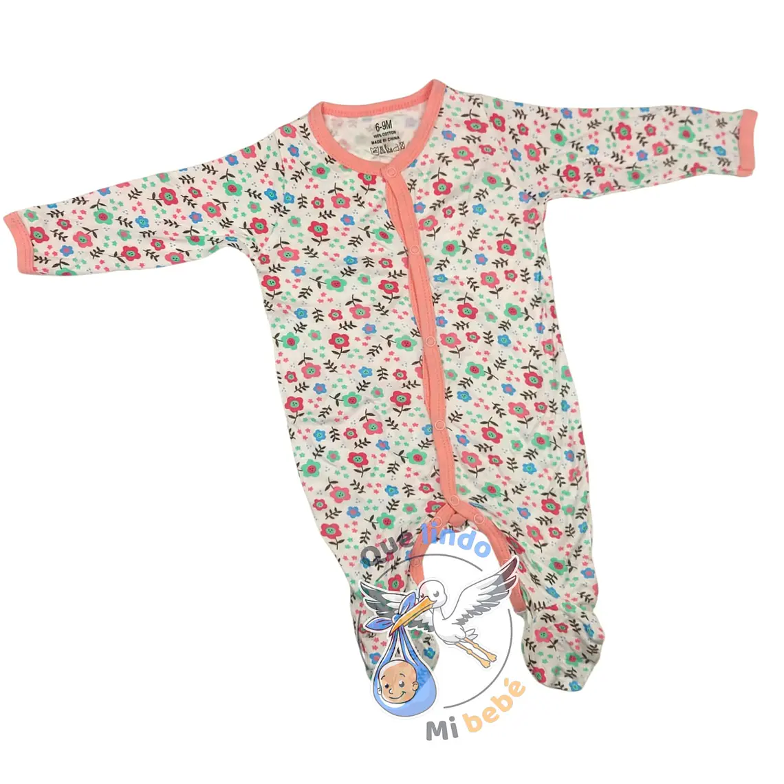 Pijama Algodón 0/3 Meses Rosado Florcitas 1