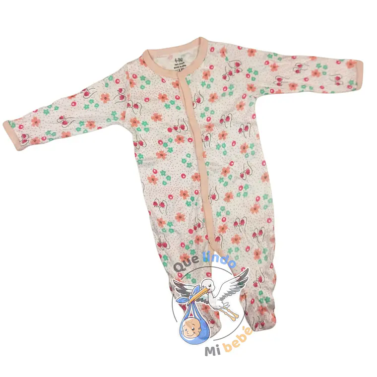 Pijama Algodón 0/3 Meses Rosado Floreado 1