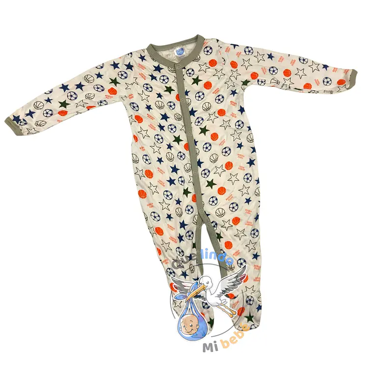 Pijama Algodón 3/6 Meses Blanco Gris Deportes 1