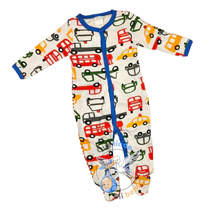 Pijama Algodón 3/6 Meses Blanco Azul Autitos