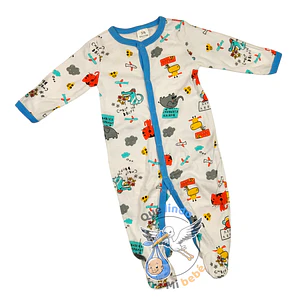 Pijama Algodón 3/6 Meses Blanco Celeste Animalitos