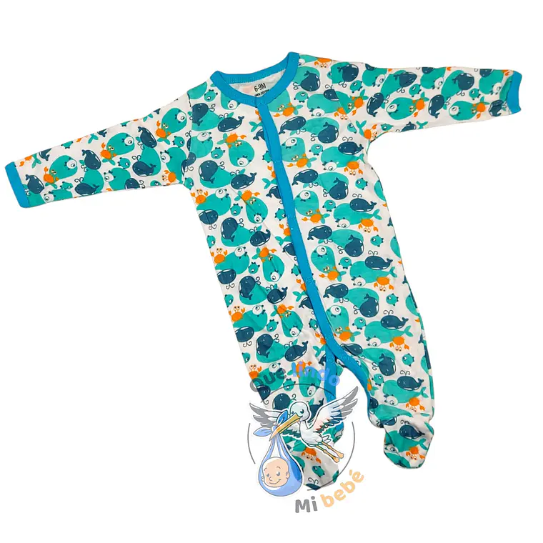 Pijama Algodón 3/6 Meses Blanco Calipso Ballenas 1