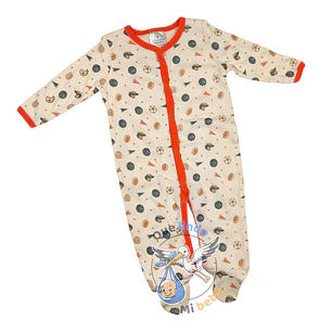 Pijama Algodón 6/9 Meses Beige Naranja Deportes