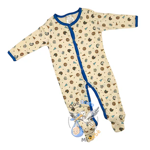 Pijama Algodón 6/9 Meses Beige Azul Deportes