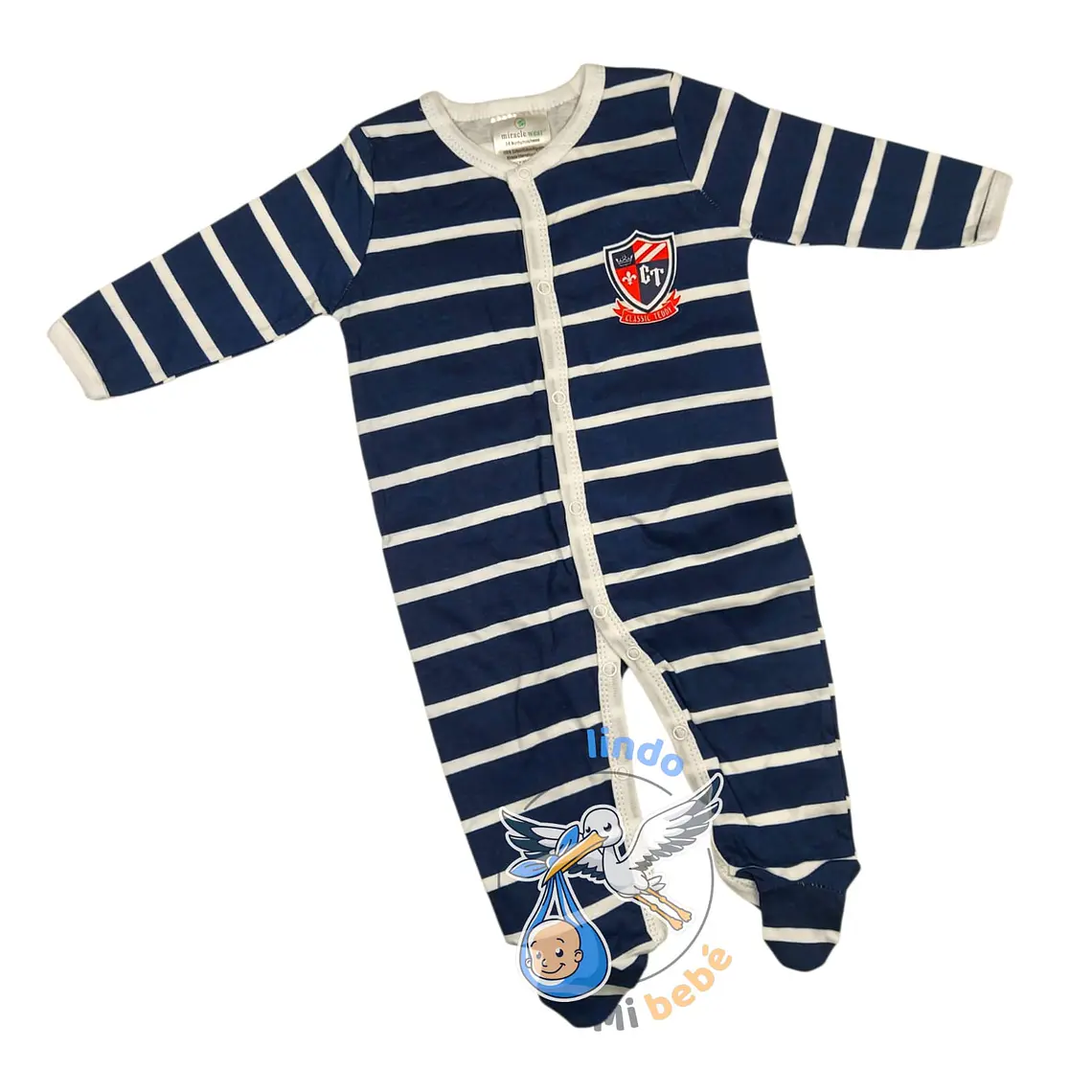 Pijama Algodón 6/9 Meses Azul Marino Rayado 1
