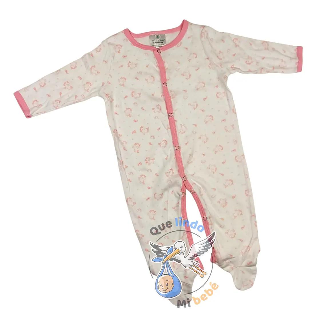 Pijama Algodón 6/9 Meses Blanco Rosado Unicornio 1