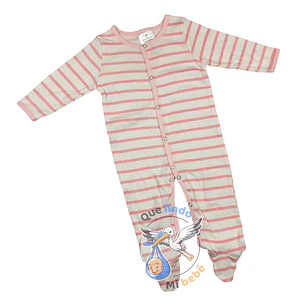 Pijama Algodón 9/12 Meses Blanco Rosado Rayado