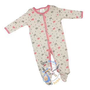 Pijama Algodón 9/12 Meses Blanco Rosado Elefantes