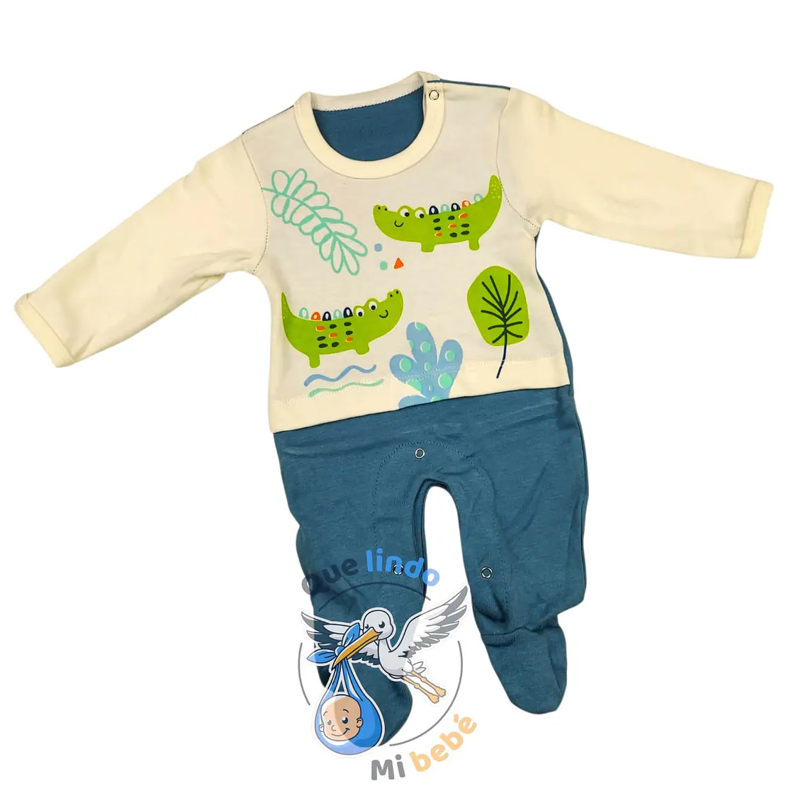 Osito Algodón 1 Pieza 0/3 Meses Cocodrilos Blanco/Azul Jeans 1