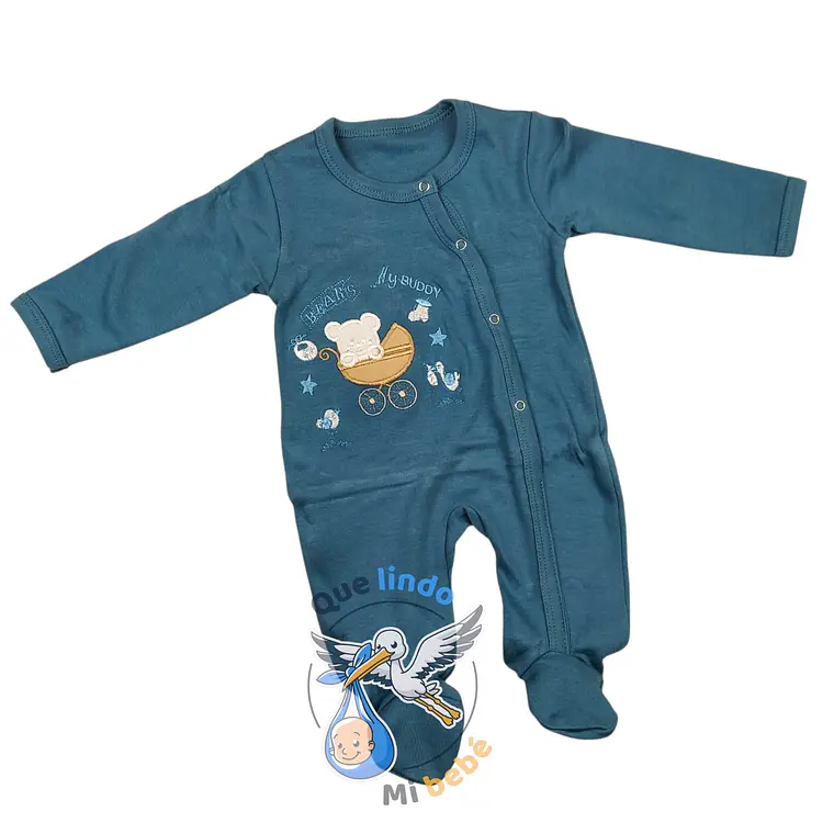 Osito Algodón 1 Pieza 0/3 Meses Cochecito Azul Jeans 1