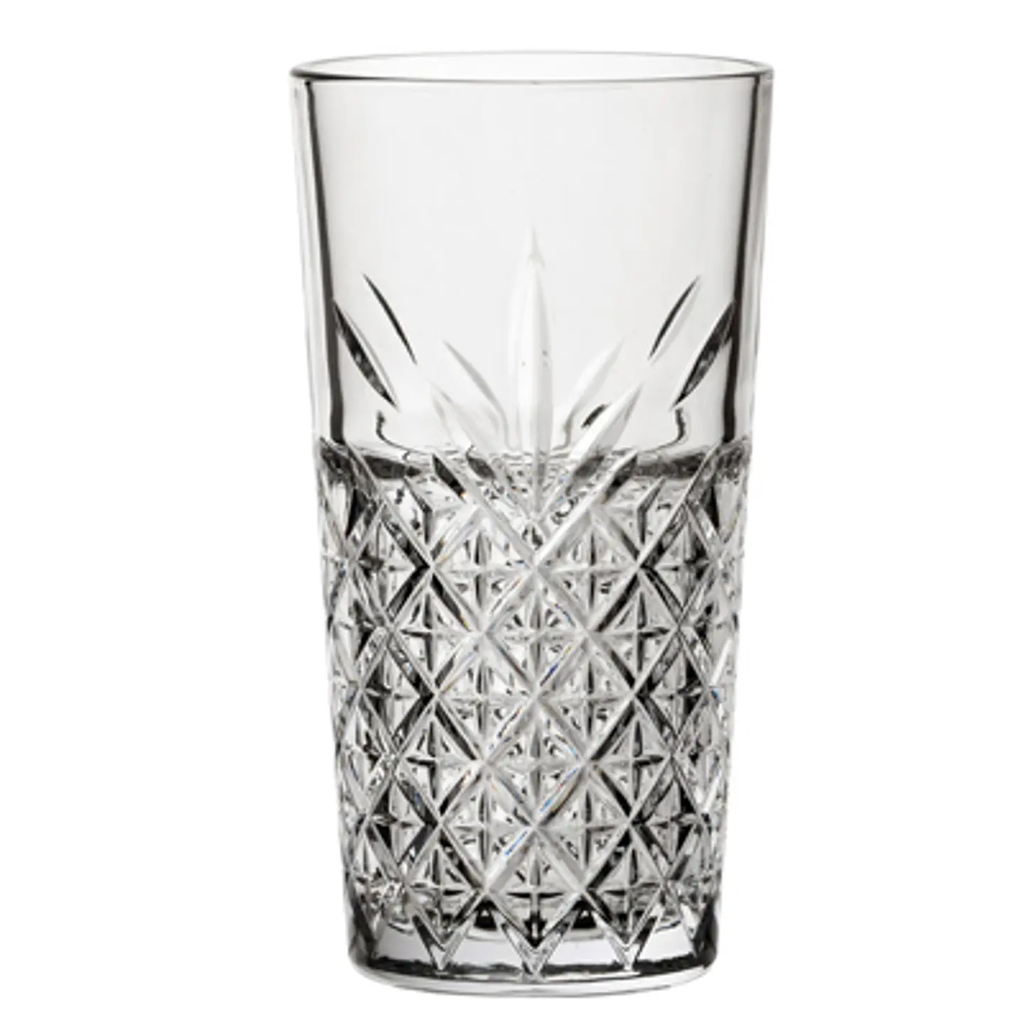 PACK 100 UNIDADES VASO VIDRIO APILABLE ALTO 345CC TIMELESS PASABAHCE 1