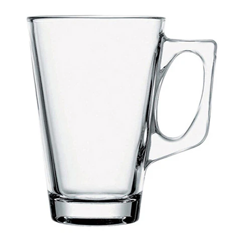 PACK 100 UNIDADES VASO VIDRIO CON ASA CAFÉ TEMPLADO VELA 250CC PASABAHCE