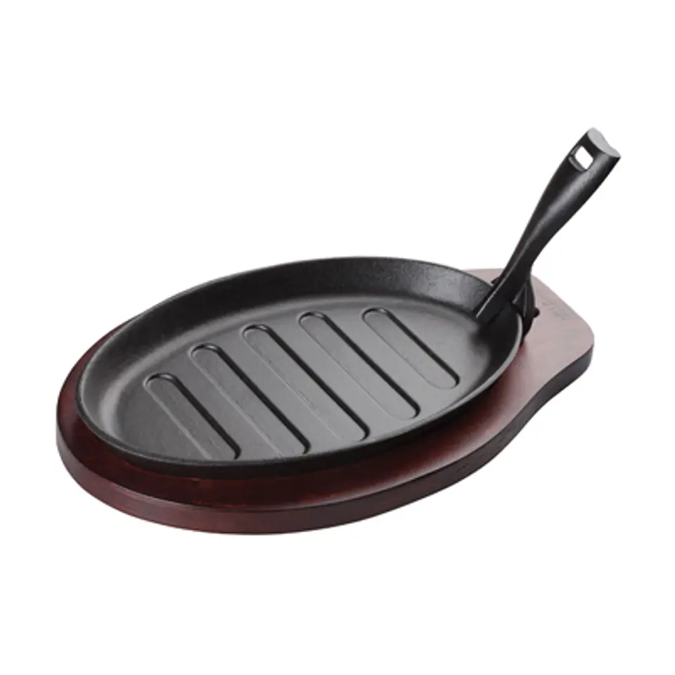 PLATO FIERRO FUNDIDO CON BASE DE MADERA WINCO 1