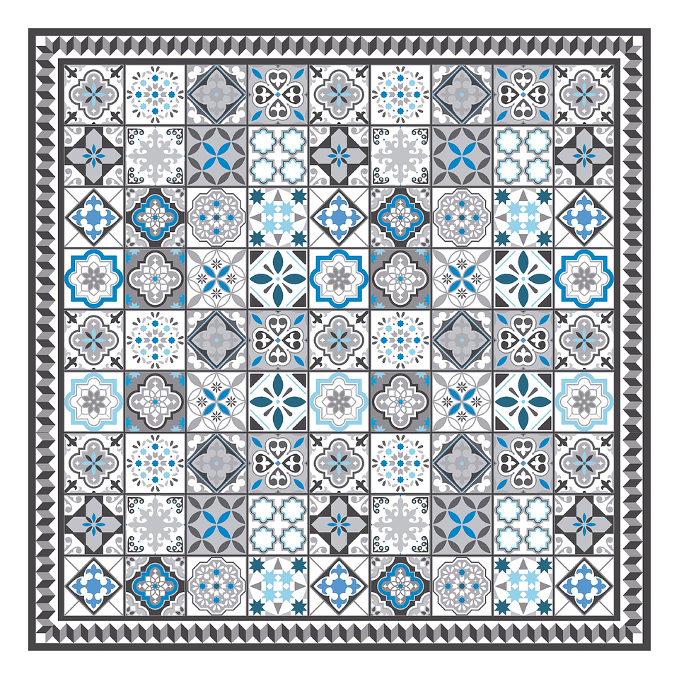 Alfombra Vinílica / Greca Beach Tiles - Blue 1