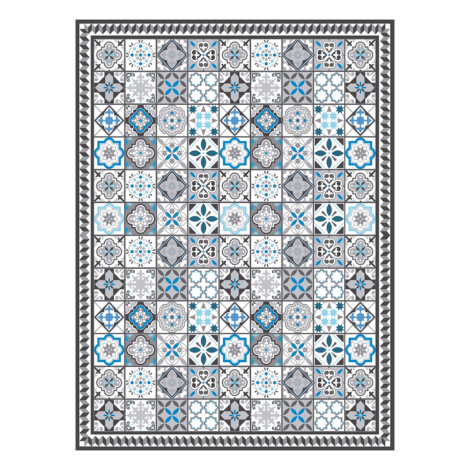 Alfombra Vinílica / Greca Beach Tiles - Blue 2
