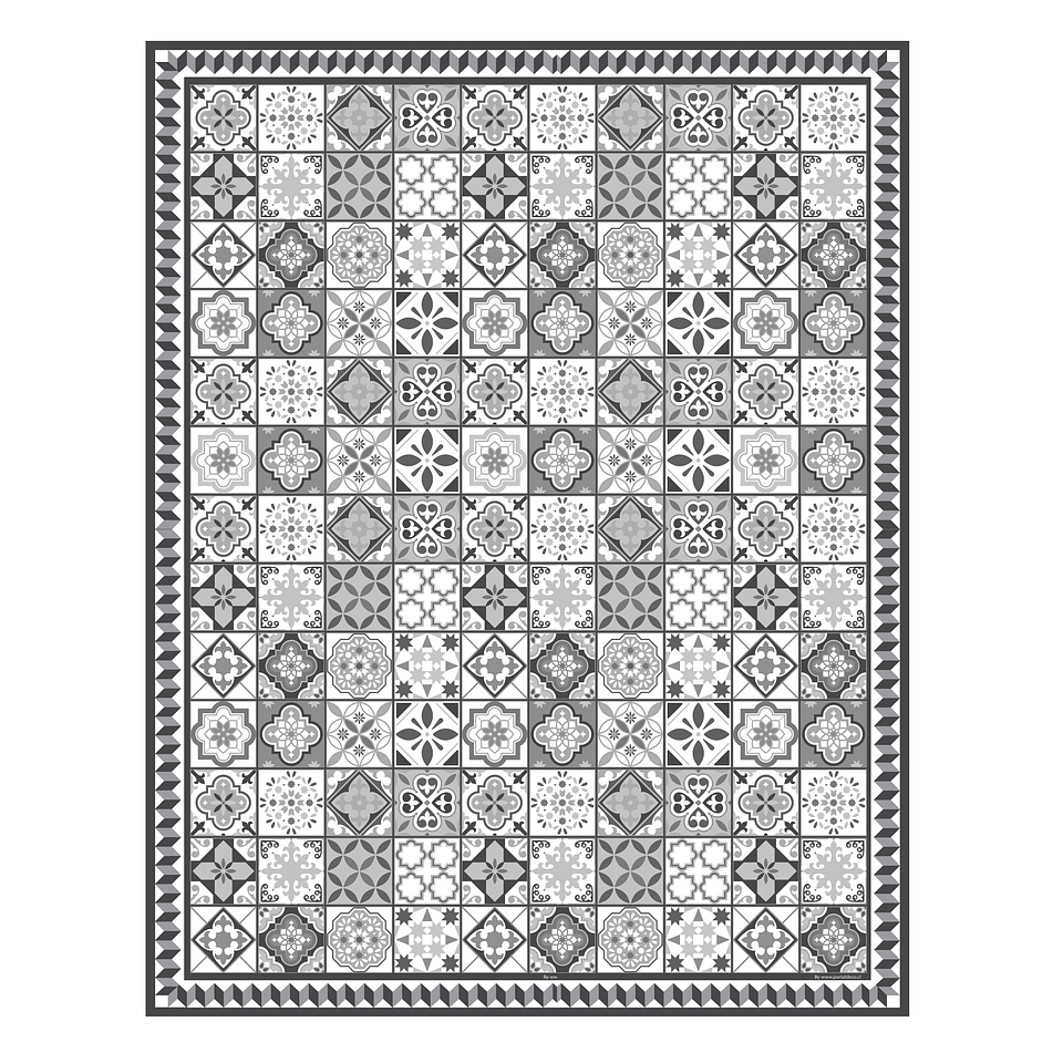 Alfombra Vinílica / Greca Beach Tiles - Grey 1