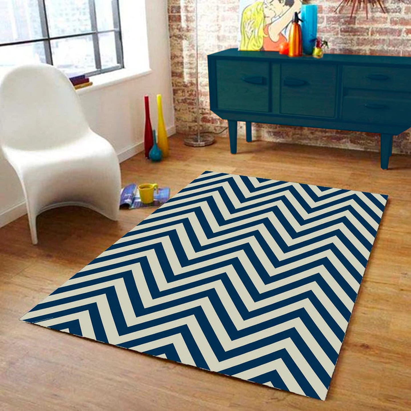 Alfombra Vinílica / Zig Zag Marino Telar 1